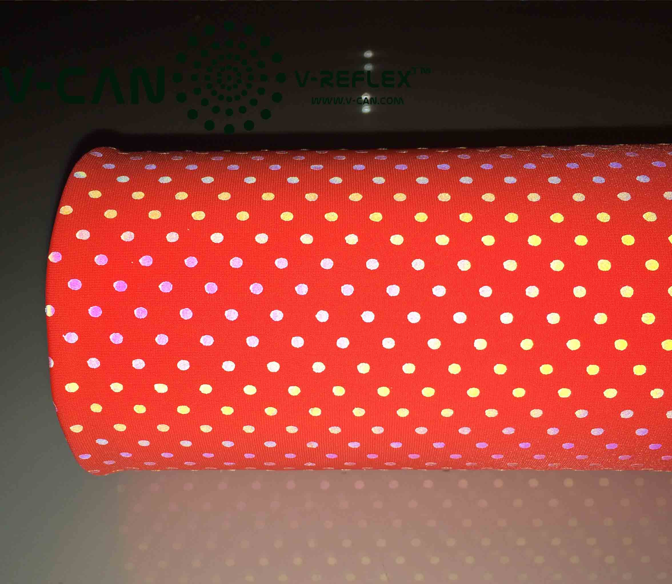 RF-HW708809 Spandex |  Fluorescent Red +  Transparent | Iridescent | Graphic Reflex | Dots