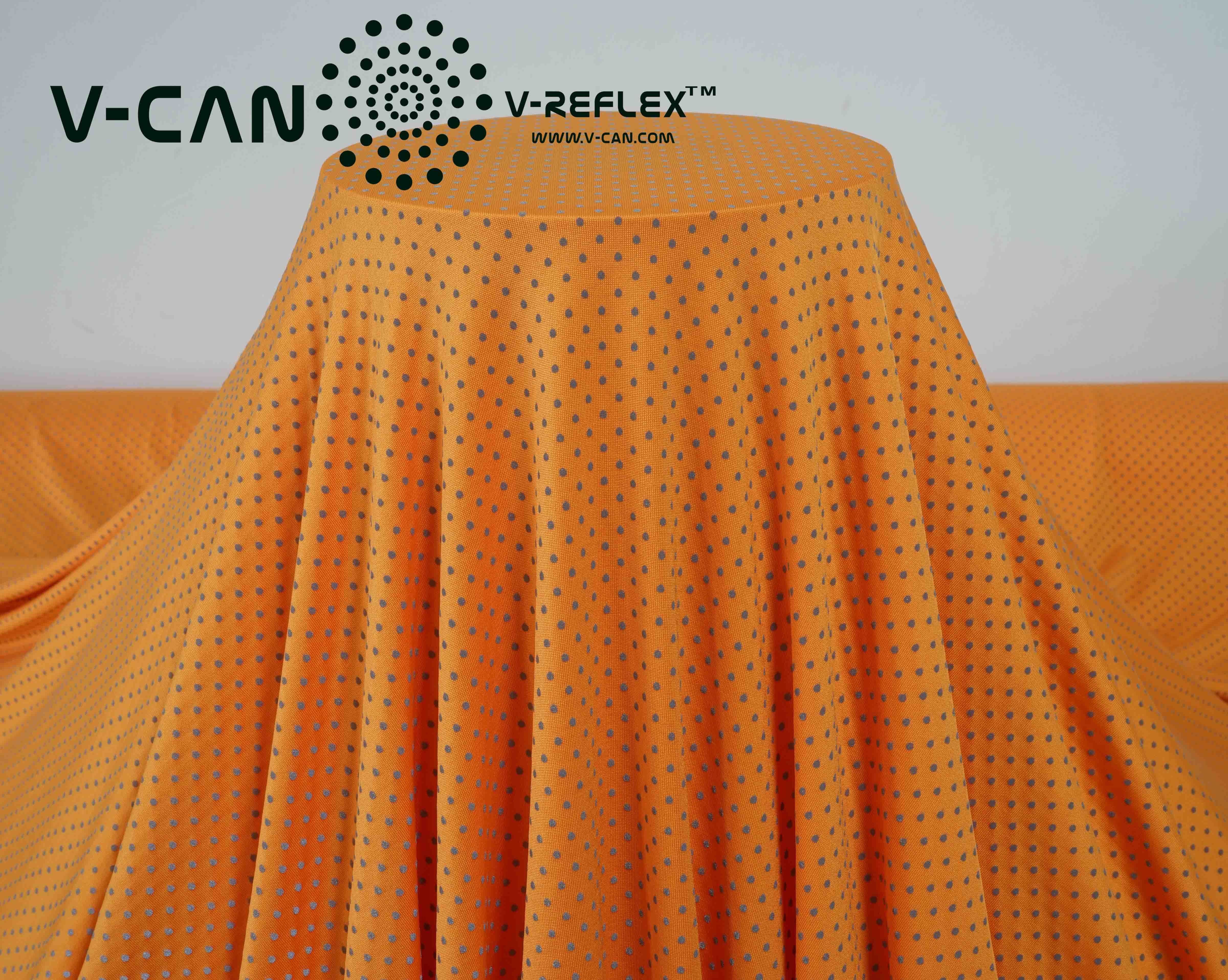 RF-HW724009 Spandex | Orange + Silver | Bright White | Graphic Reflex | Dots