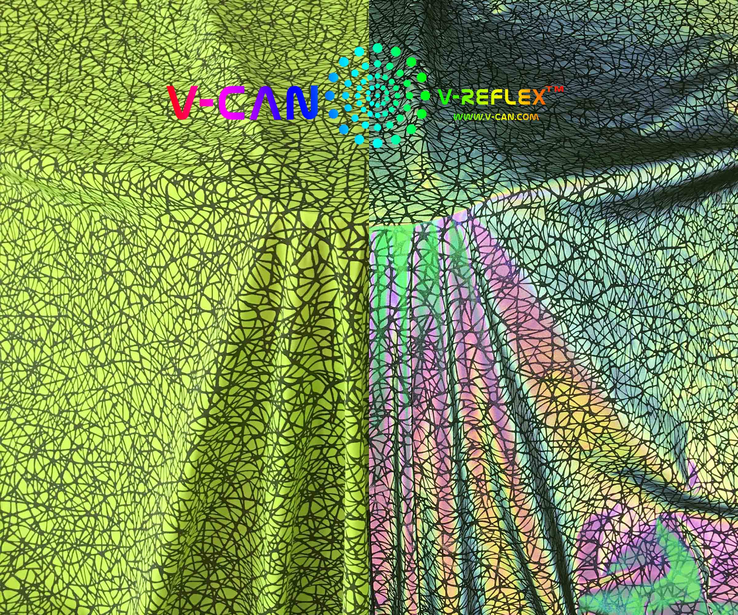 RF-HW898805-FLY  | Nylon | Fluorescent Lime Yellow Surface | Iridescent Reflection | Ultra Soft | Ultra Thin | Spider Web