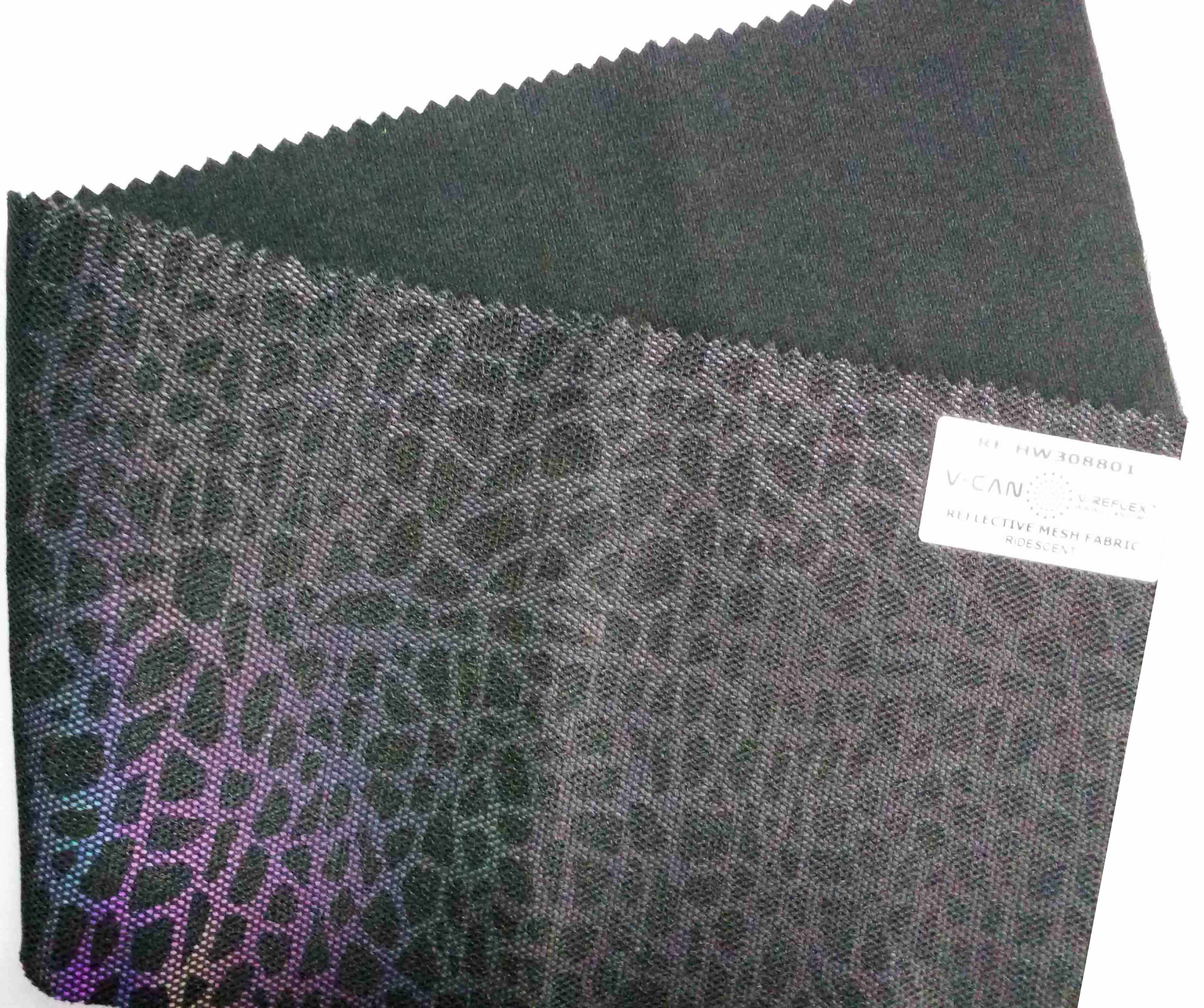 RF-HW318801 | TC Backing | Mesh Fabric | Reflecting Iridescent Lights | Leopard Print